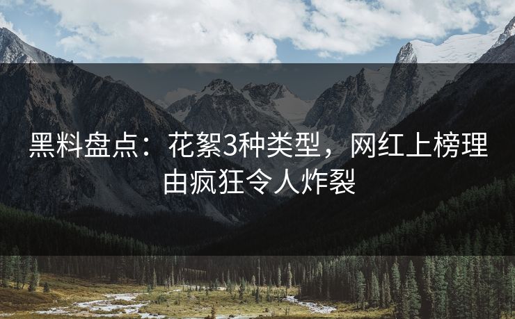 黑料盘点：花絮3种类型，网红上榜理由疯狂令人炸裂