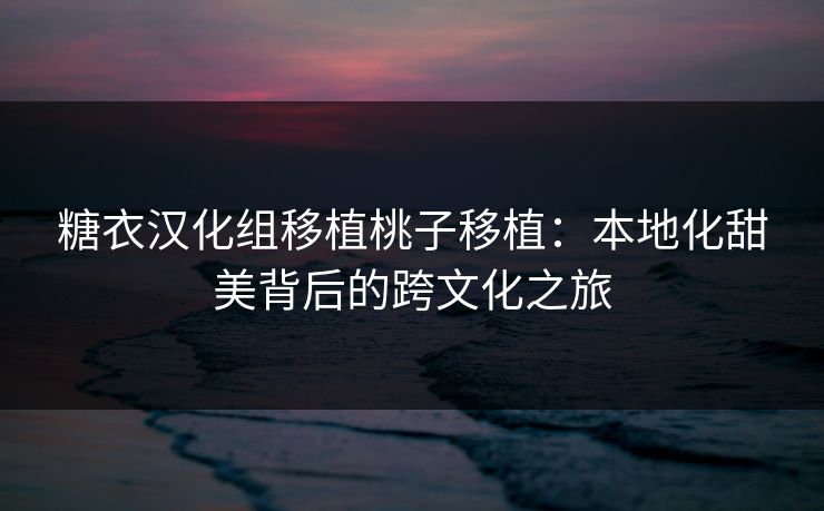 糖衣汉化组移植桃子移植：本地化甜美背后的跨文化之旅